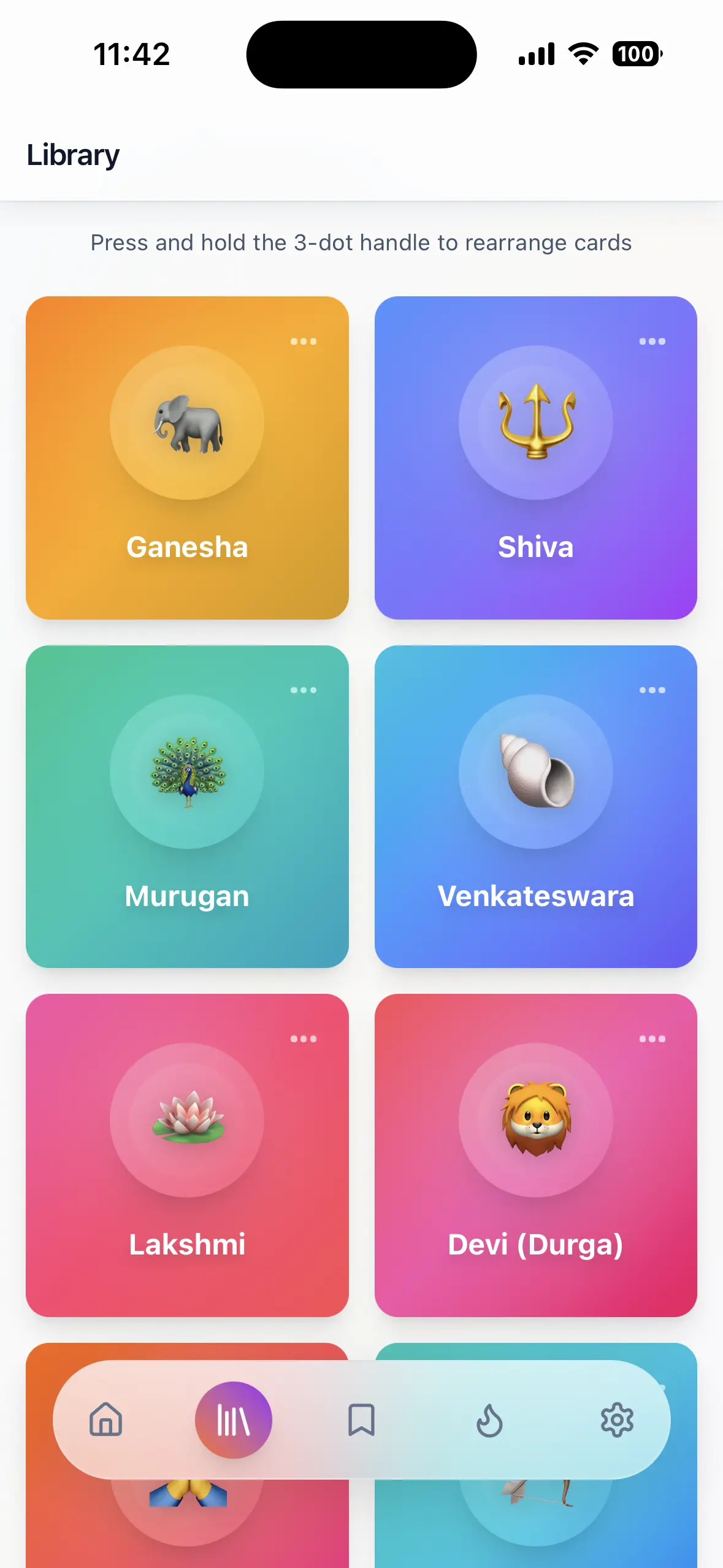 Mobile app preview showing a structured content library